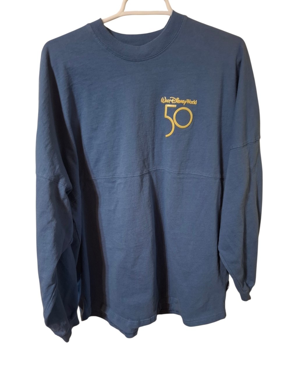 Disney Spirit Jersey Womens Long Sleeve 50th Anniversary Navy with Gold Logo (L)
